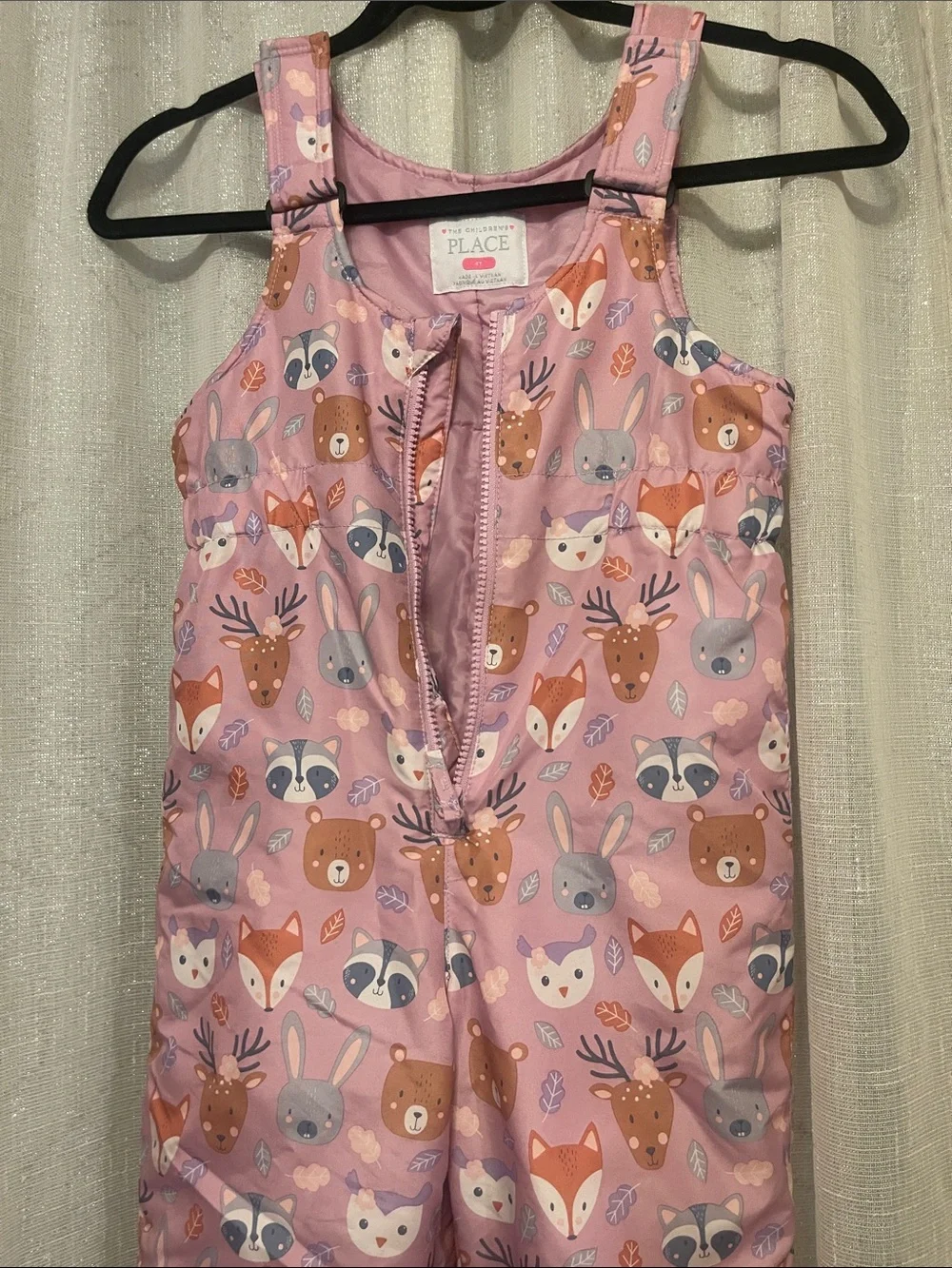 The Children's Place Pink Woodland Animal Print Kids Jacket Velcro Strap